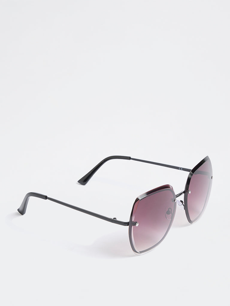 Westside Accessories Black Metal Square-Frame Sunglasses - Comes with a Pouch and Cleaning Cloth