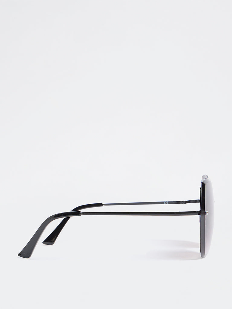 Westside Accessories Black Metal Square-Frame Sunglasses - Comes with a Pouch and Cleaning Cloth