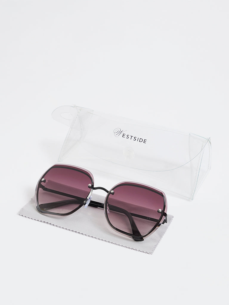 Westside Accessories Black Metal Square-Frame Sunglasses - Comes with a Pouch and Cleaning Cloth