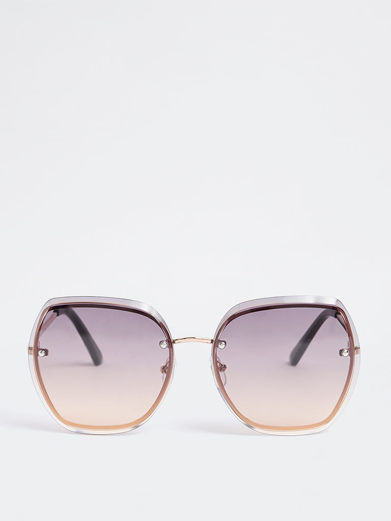 Westside Accessories Light Brown Metal Square-Frame Sunglasses - Comes with a Pouch and Cleaning Cloth