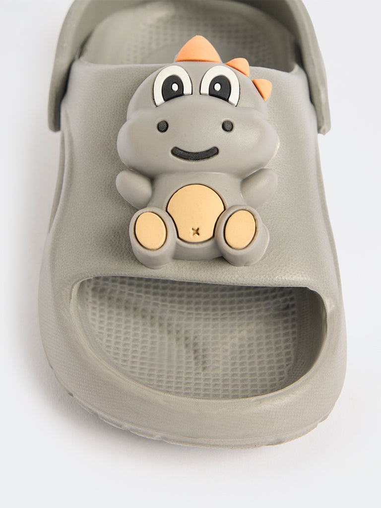 Yellow Grey Applique-Detailed Clogs