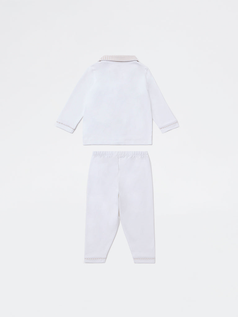 HOP Baby Boys Off-White SUPIMA Cotton Shirt and Pants Set