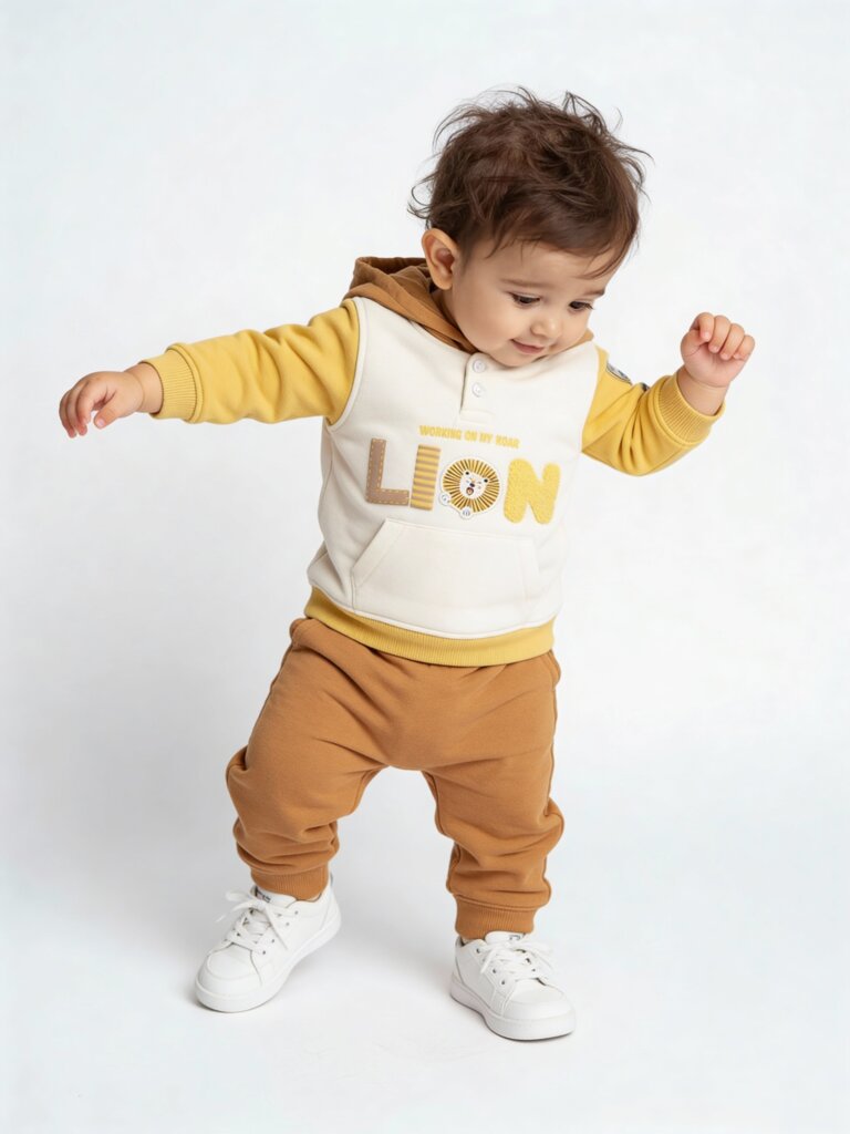 HOP Baby Boys White Embroidered Cotton-Blend Hoodie