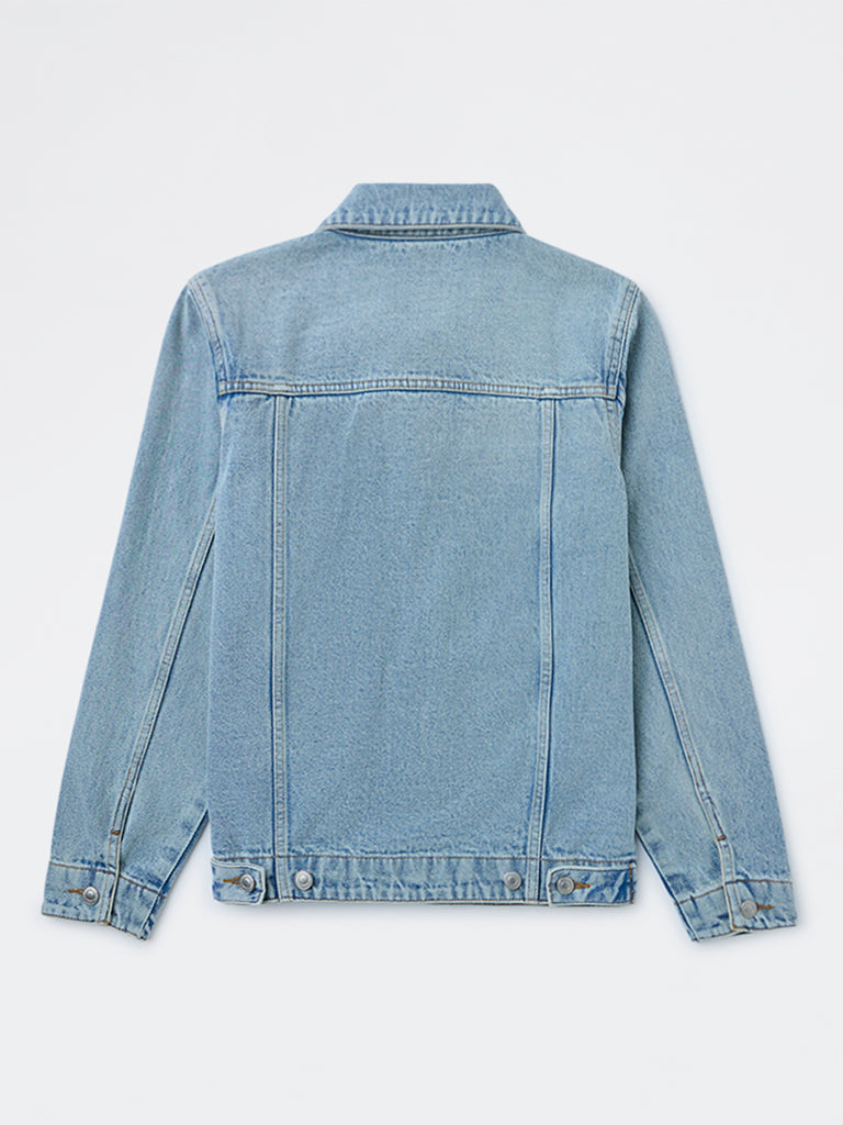 Boys Blue Patch Detail Denim Jacket