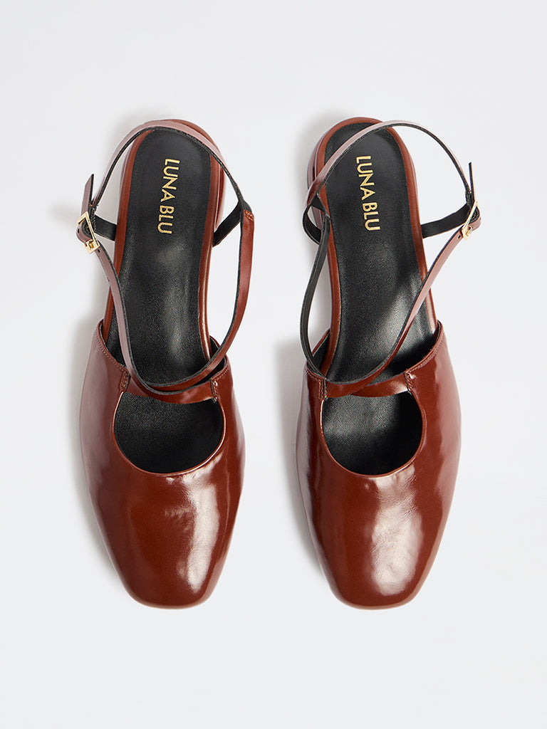 LUNA BLU Brown Slingback Mules