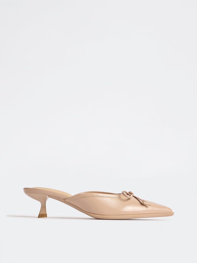 LUNA BLU Blush Solid Bow-Detailed Mules