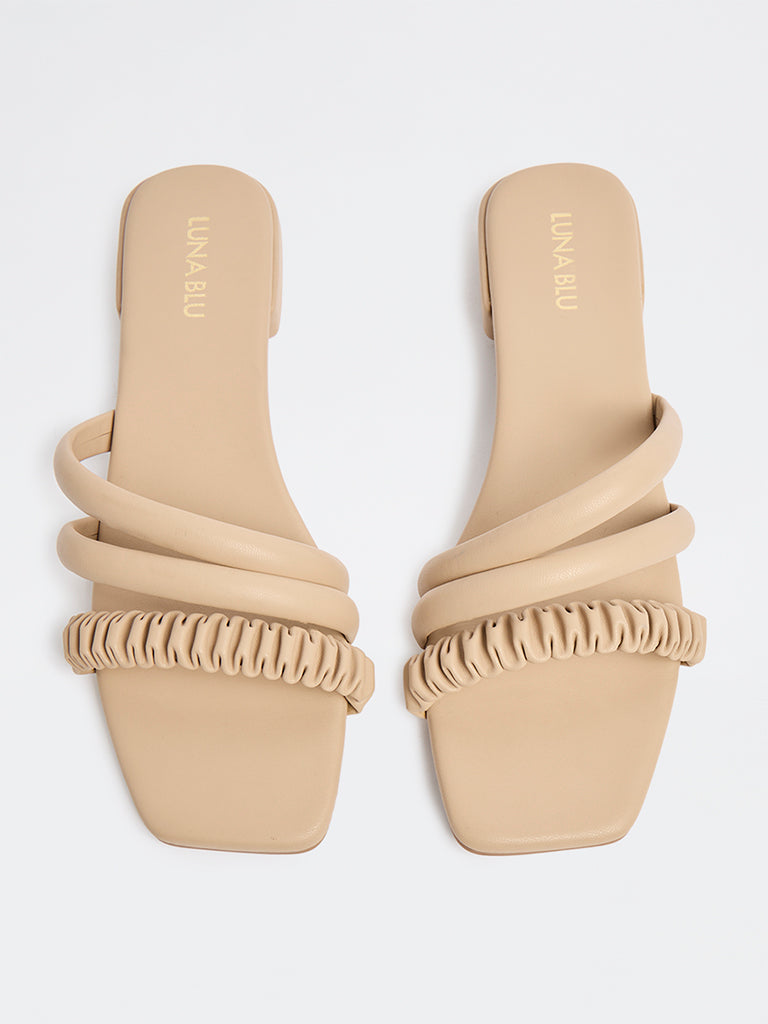 LUNA BLU Light Beige Multi-Strap Heel Sandals