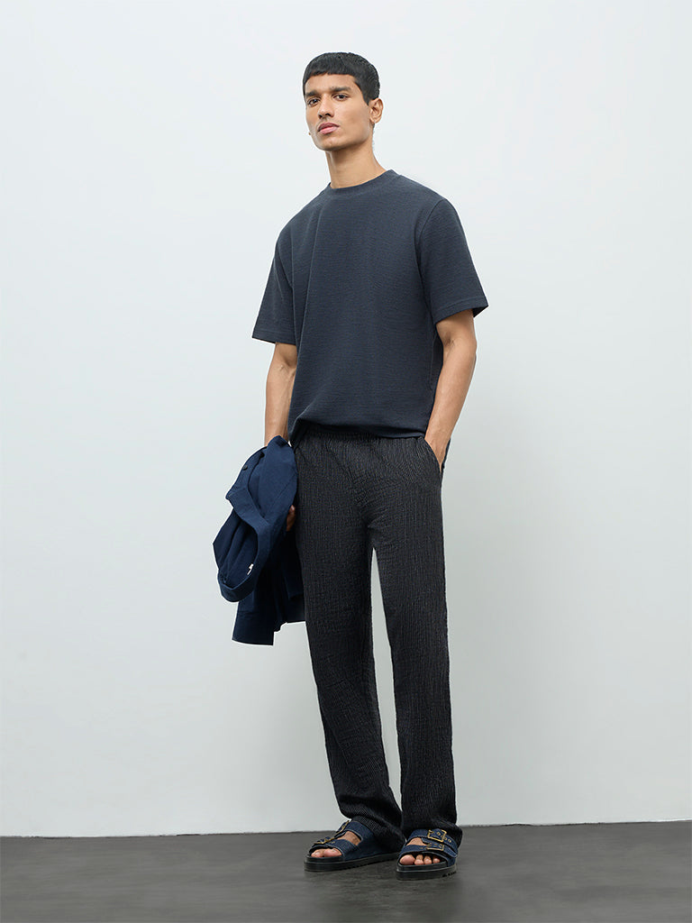 ETA Charcoal Textured Relaxed-Fit Cotton-Blend T-Shirt