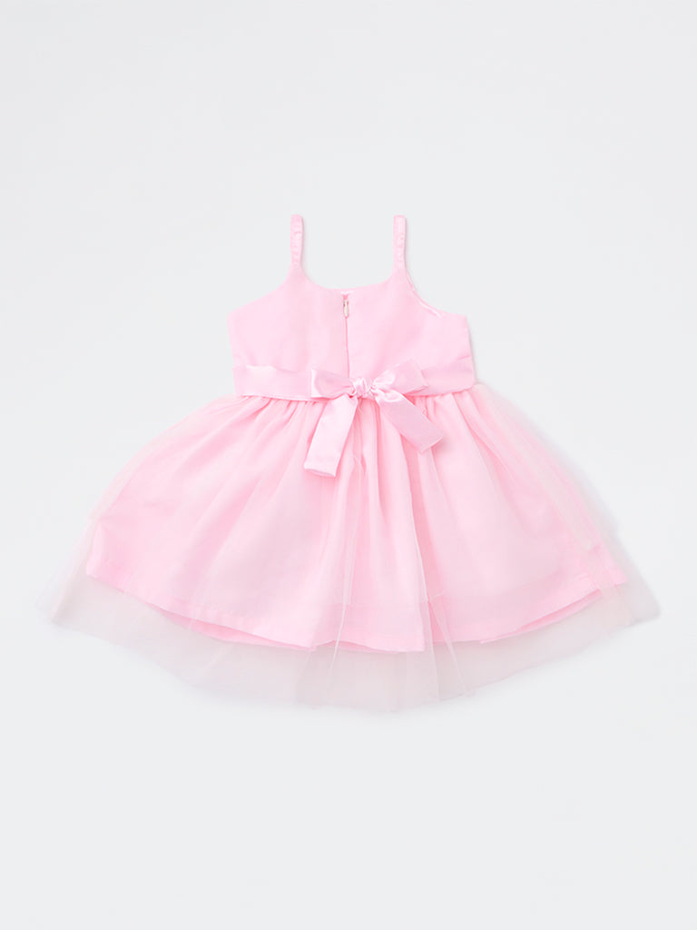 HOP Baby Girls Pink Bow-Detailed Party Dress