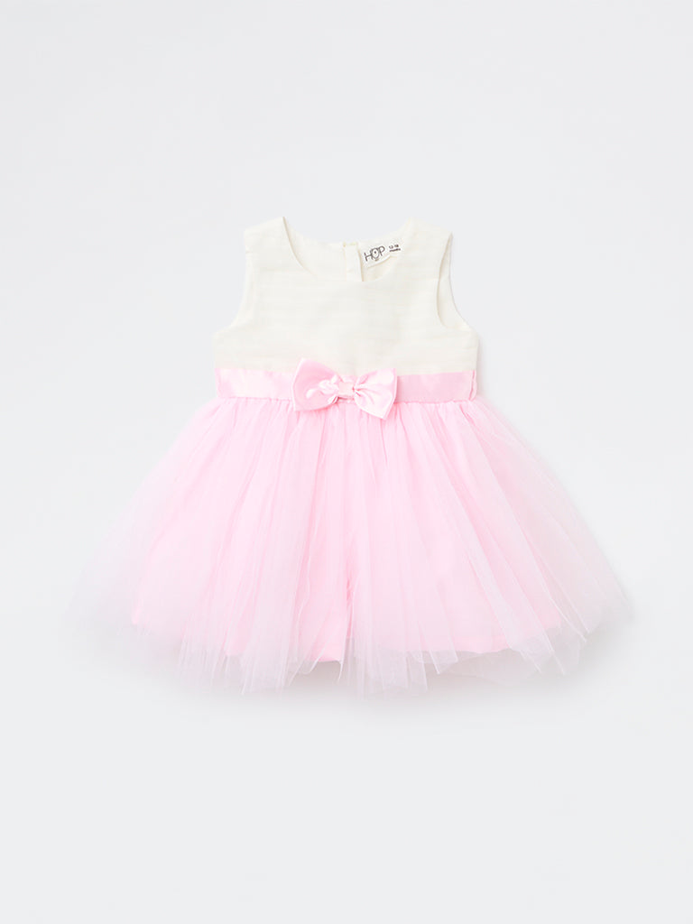 HOP Baby Girls Pink Bow Detailed Party Dress