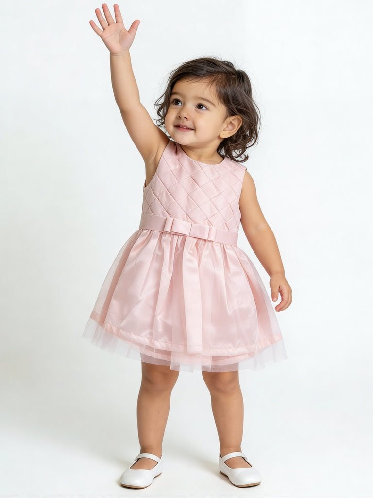 HOP Baby Girls Pink Applique Fit and Flare Dress