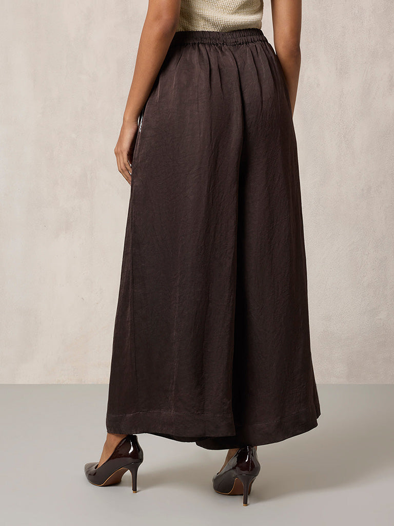 Wide-Leg Brown Pants