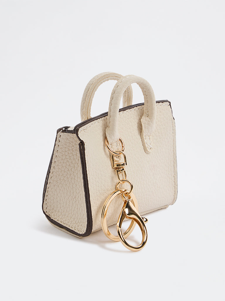 Westside Accessories Ivory Textured Tote Bag Charm
