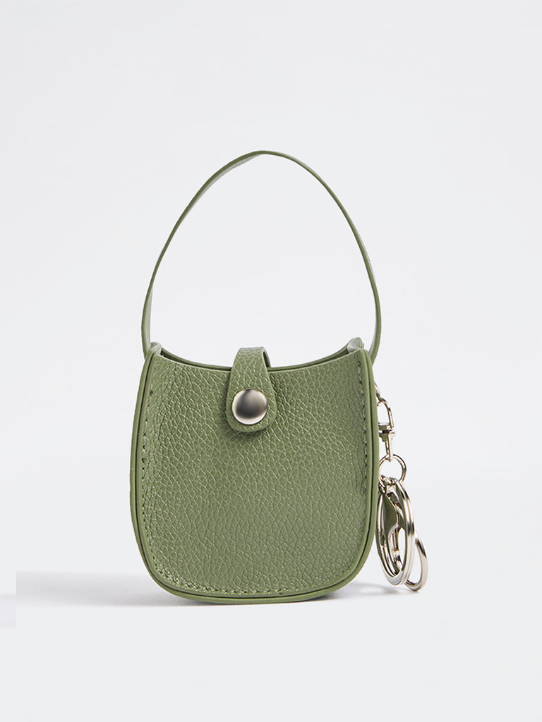 Westside Accessories Olive Textured Mini Bucket Bag Charm