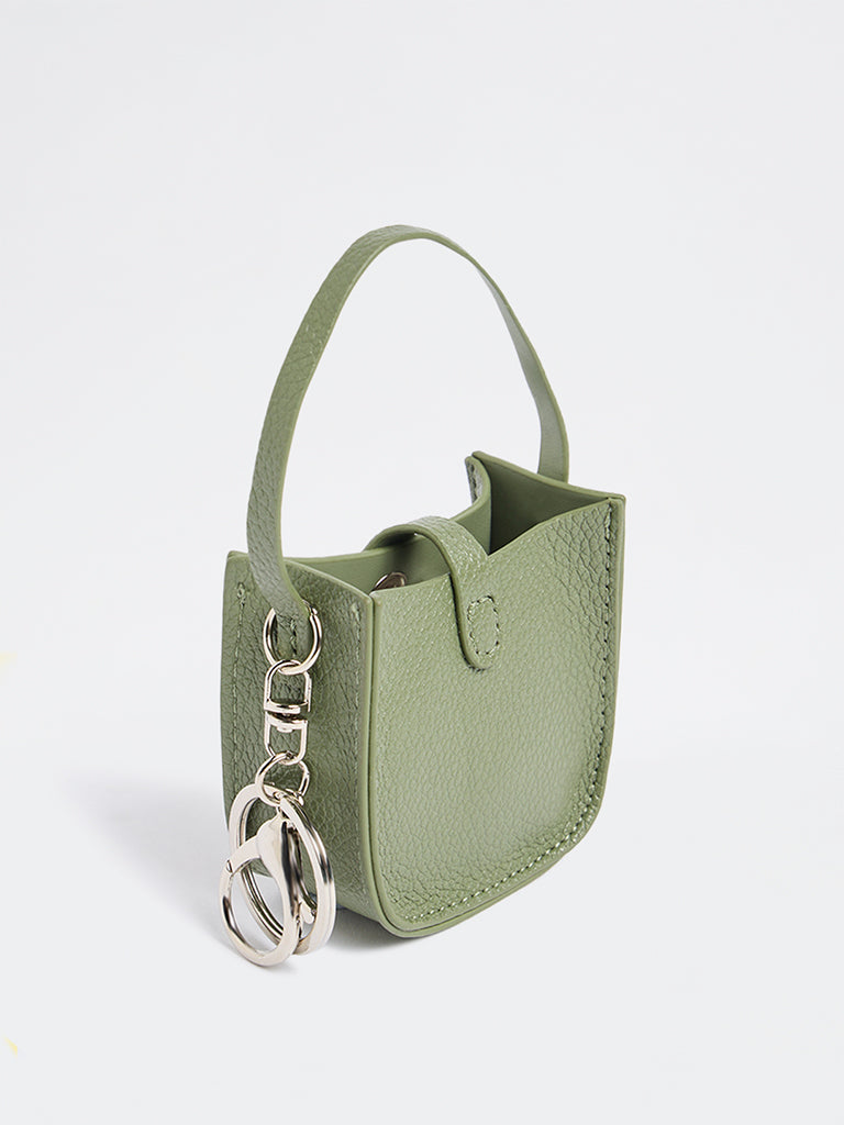 Westside Accessories Olive Textured Mini Bucket Bag Charm