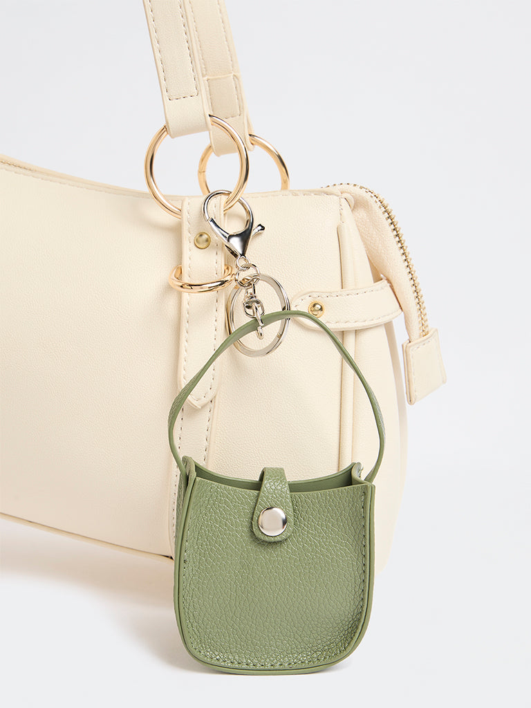 Westside Accessories Olive Textured Mini Bucket Bag Charm