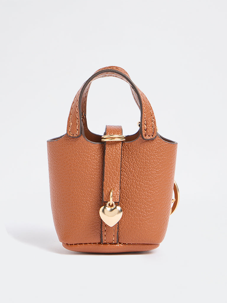 Westside Accessories Tan Textured Mini Bag Charm