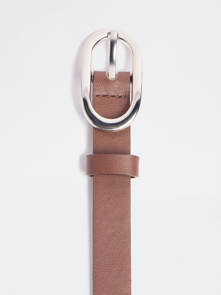 Westside Accessories Brown Oval-Buckle Belt