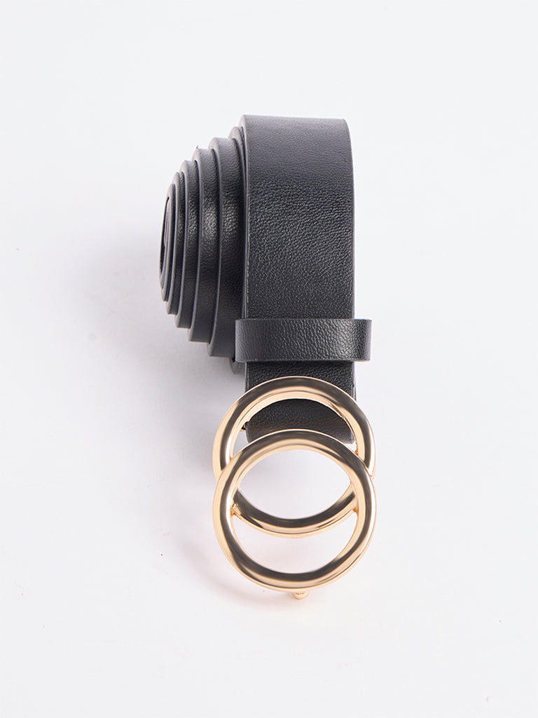 Westside Accessories Black Circular-Buckle Belt