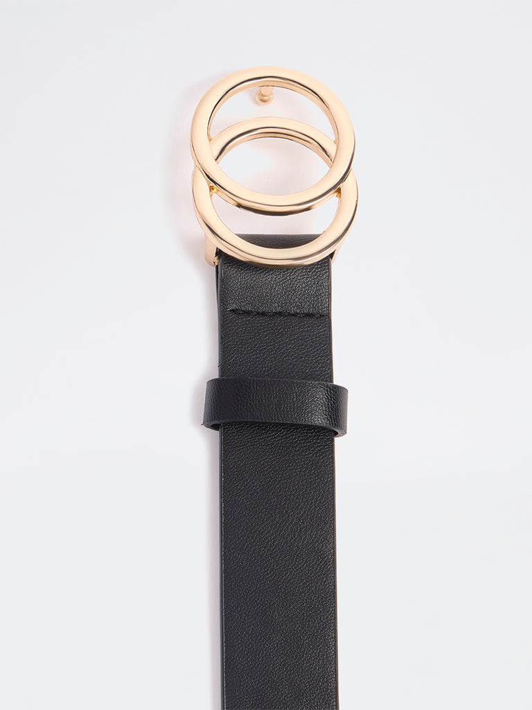Westside Accessories Black Circular-Buckle Belt