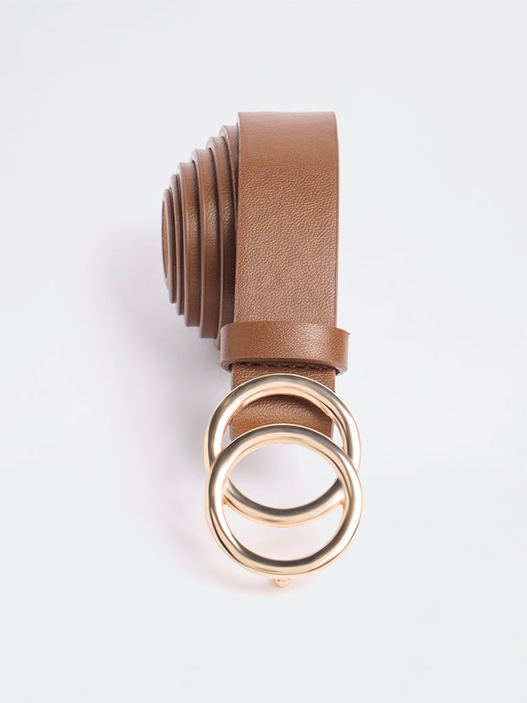 Westside Accessories Brown Circular-Buckle Belt