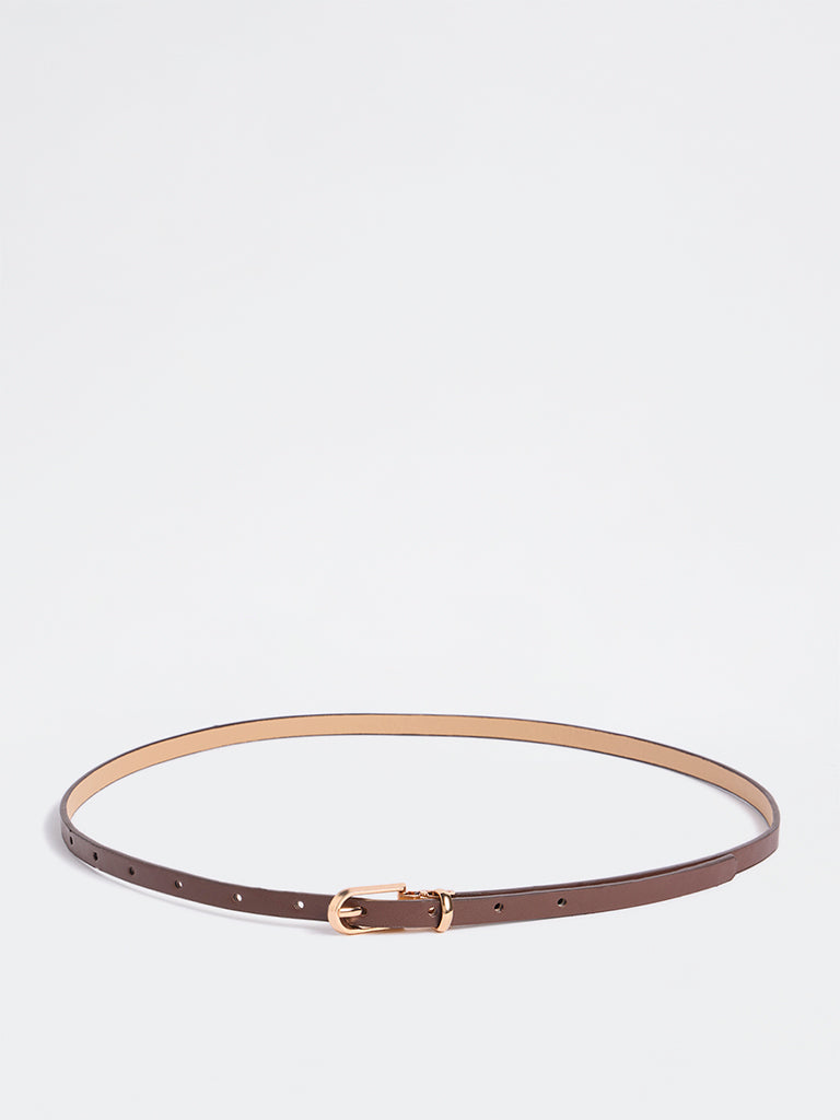 Westside Accessories Brown Sleek Buckle Belt