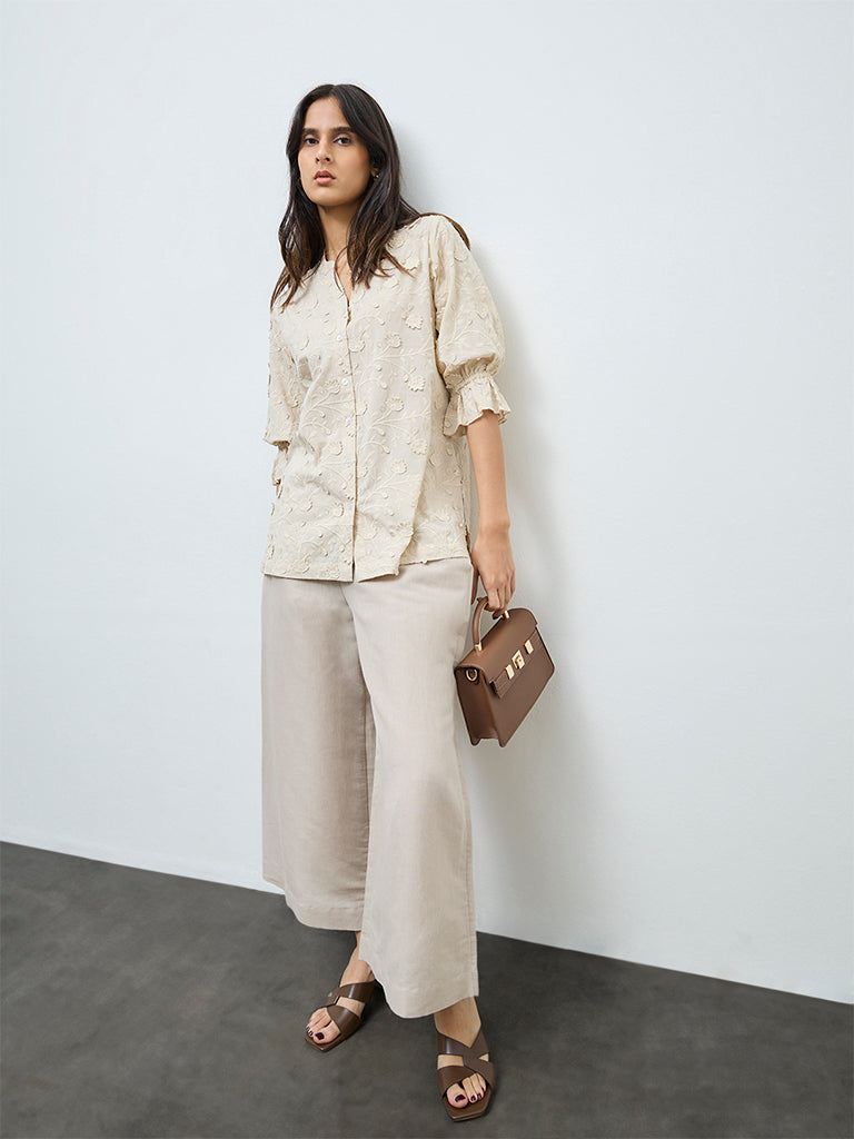 Zuba Off-White Floral Embroidered Tunic