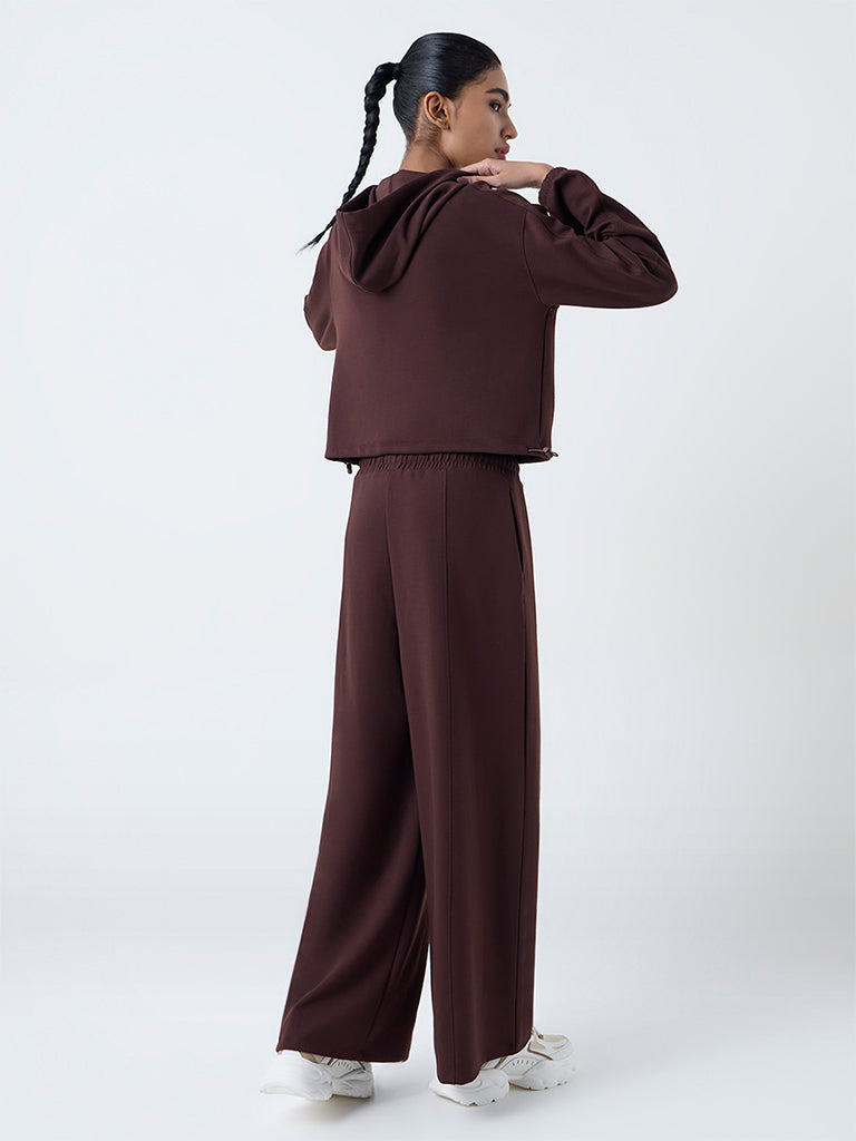 Studiofit Dark Brown Solid High-Rise Track Pants