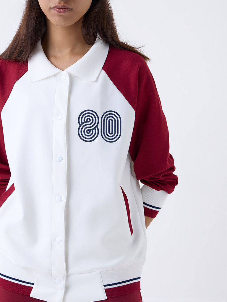 Studiofit White Colour-Blocked Jacket