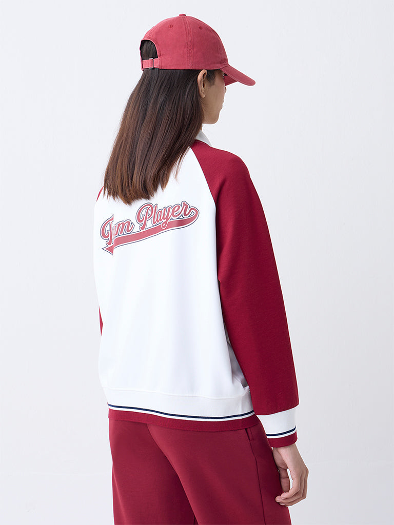 Studiofit White Colour-Blocked Jacket