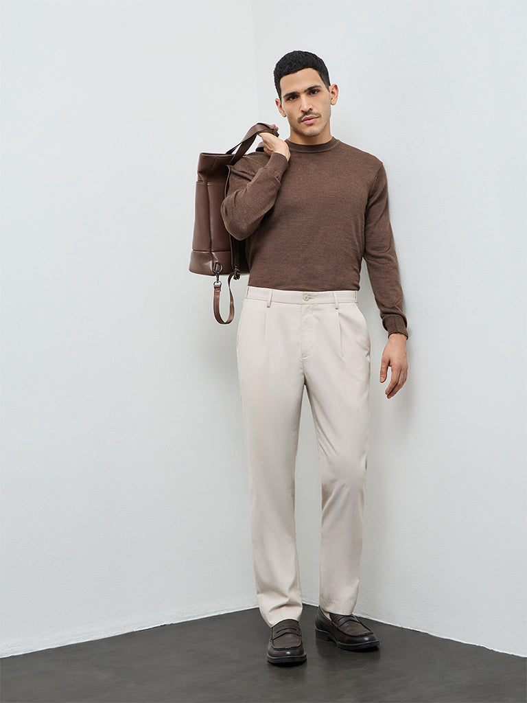 WES Formals Brown Relaxed-Fit Sweater
