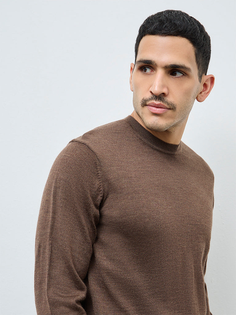 WES Formals Brown Relaxed-Fit Sweater