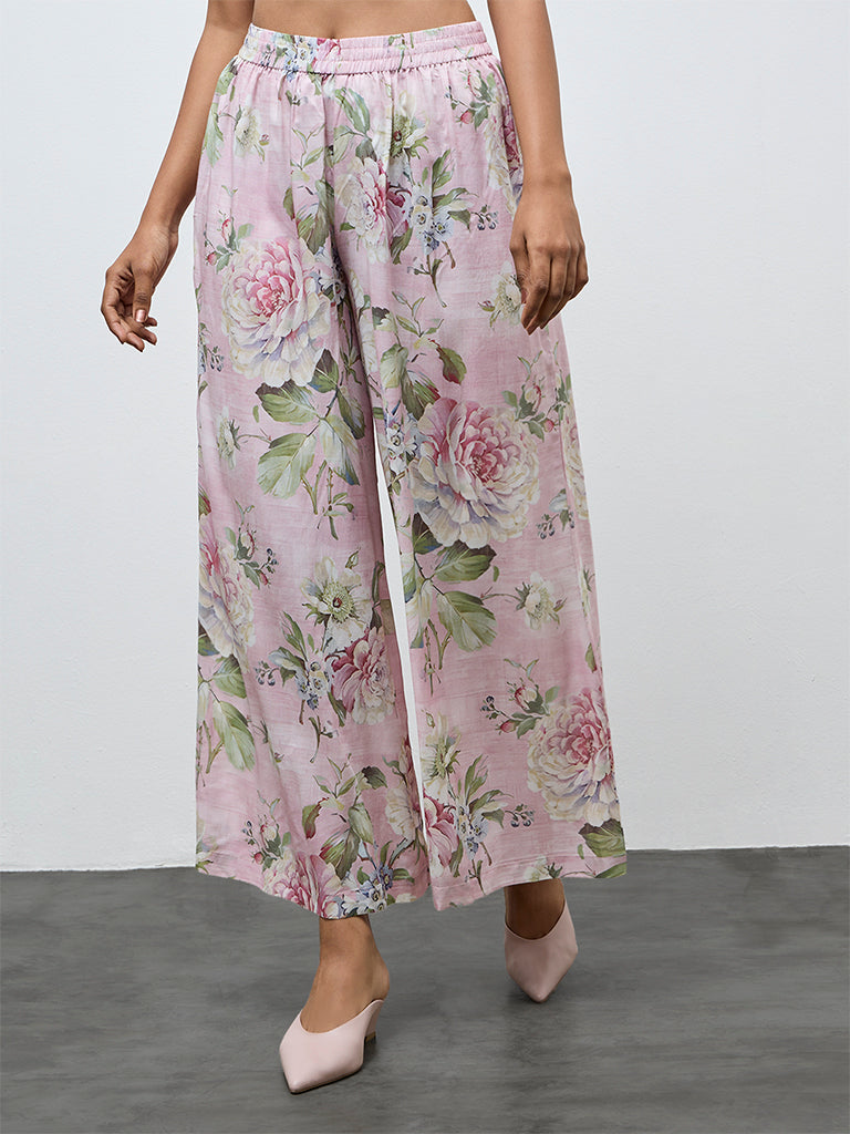 Zuba Pink Floral Palazzos