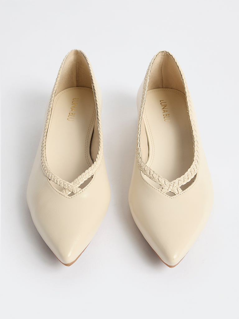 LUNA BLU Ivory Braided Shoes