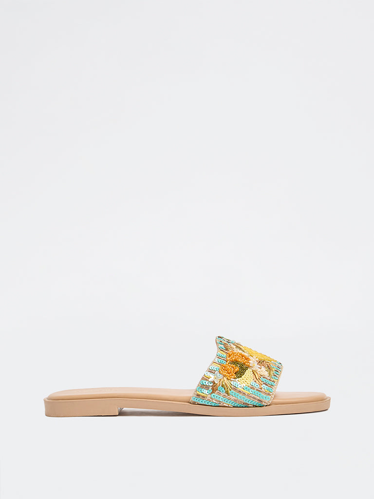 LUNA BLU Multicolor Embellished Slides