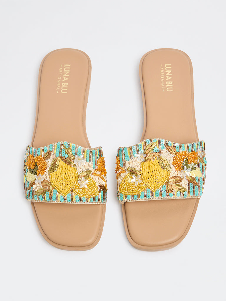 LUNA BLU Multicolor Embellished Slides