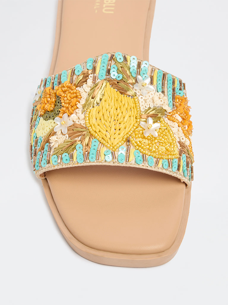 LUNA BLU Multicolor Embellished Slides