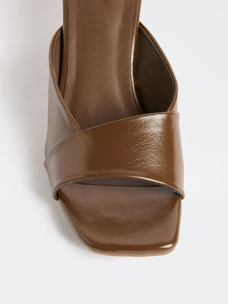 LUNA BLU Dark Brown Mule-Heel Sandals