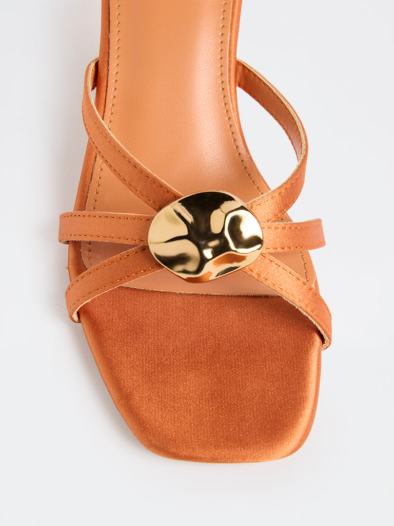 LUNA BLU Orange Metal-Detailed Heel Sandals