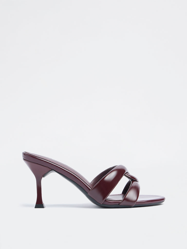 LUNA BLU Burgundy Mule Heel Sandals