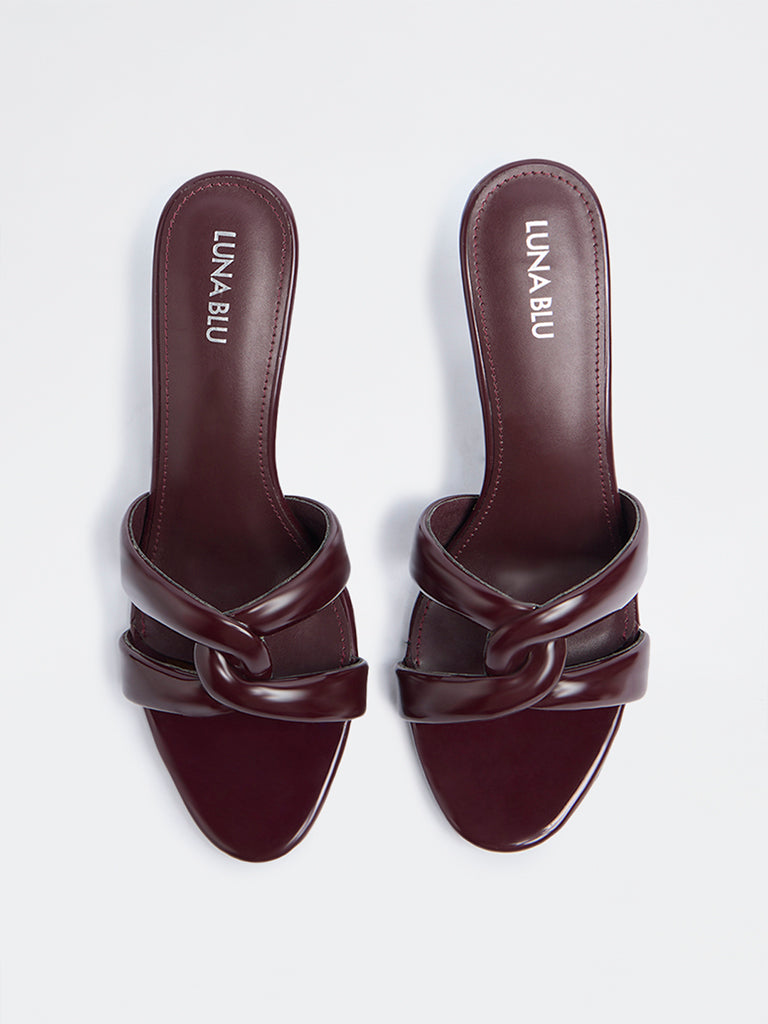 LUNA BLU Burgundy Mule Heel Sandals
