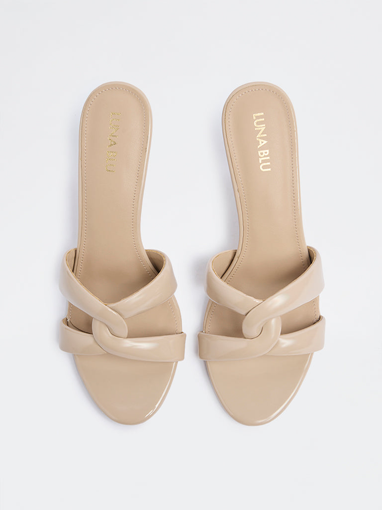 LUNA BLU Beige Mule Heel Sandals