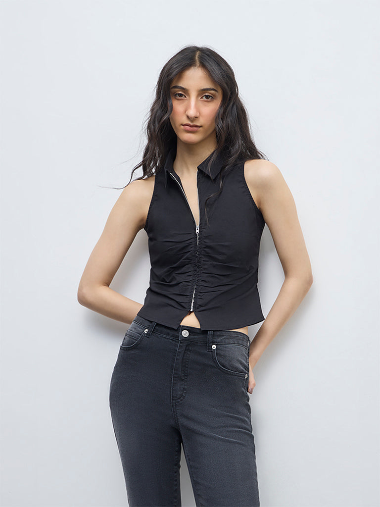 Nuon Black Ruched Top