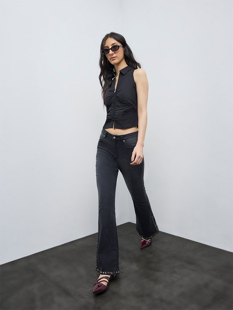 Nuon Black Ruched Top