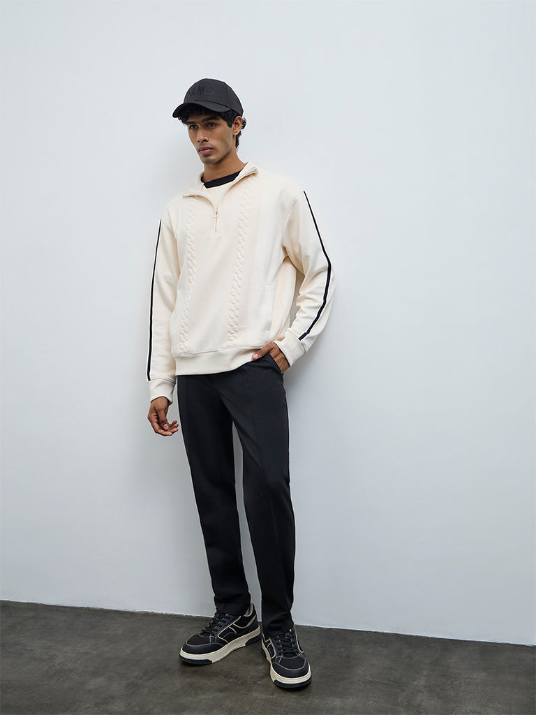 Nuoflexx Off-White Cable-Knit Relaxed-Fit Sweatshirt
