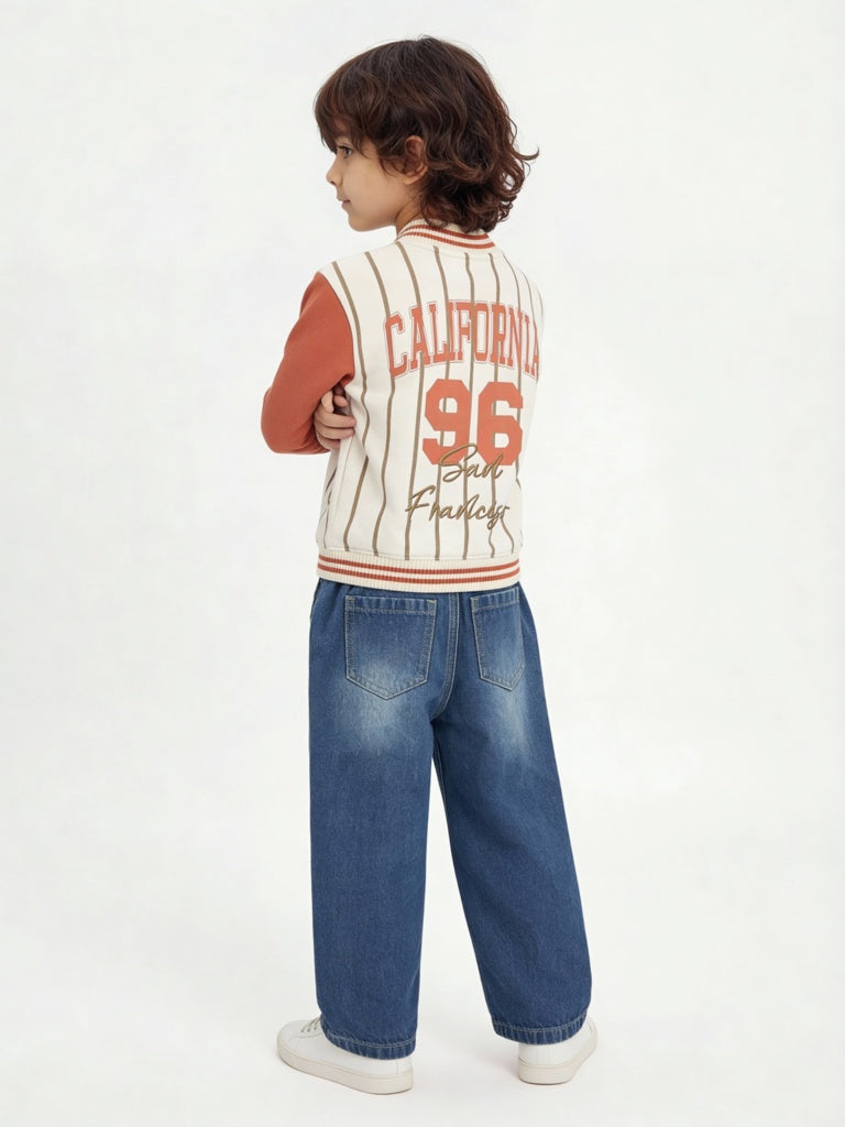 HOP Kids Boys Cream Cotton-Blend Bomber Jacket