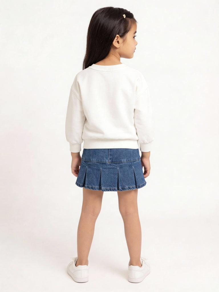 HOP Kids Girls White Embroidered Cotton-Blend Sweatshirt