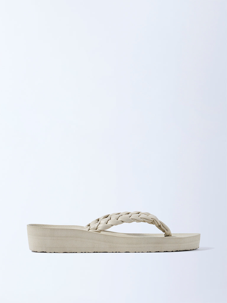 LUNA BLU Ivory Braided Comfort Flip-Flops