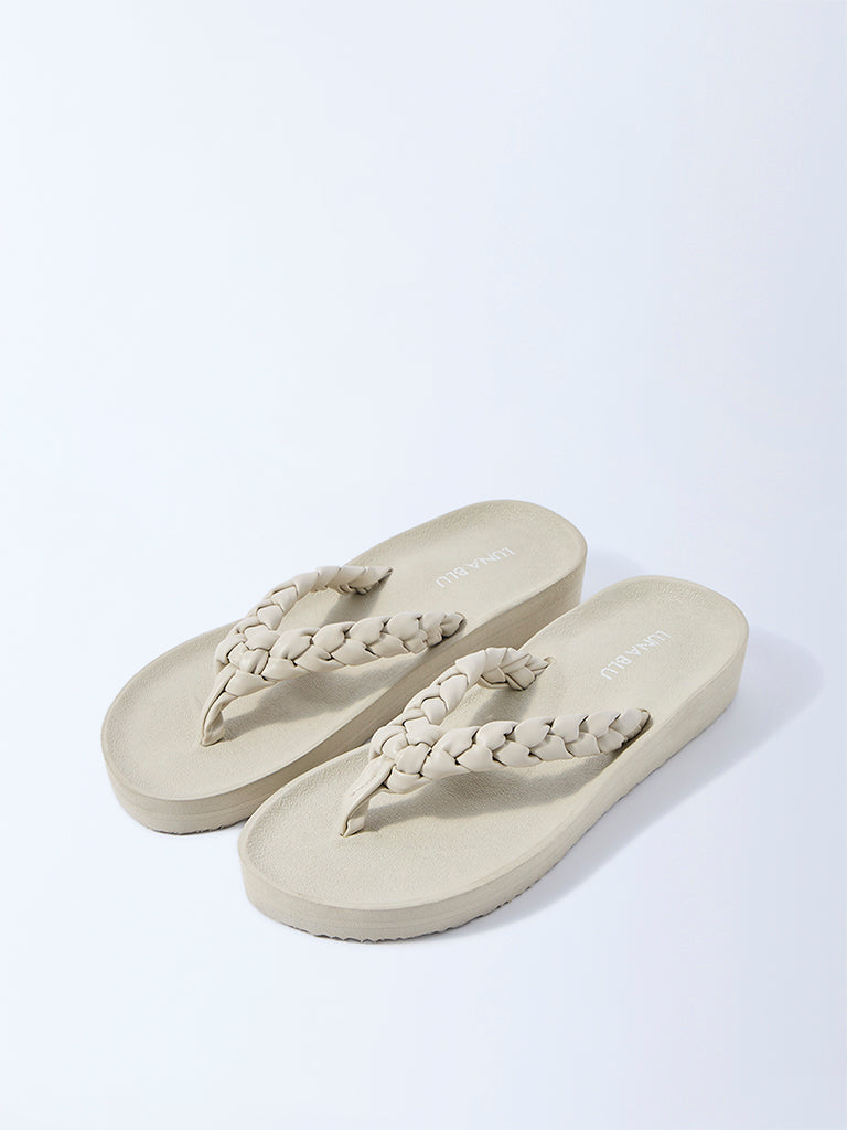 LUNA BLU Ivory Braided Comfort Flip-Flops