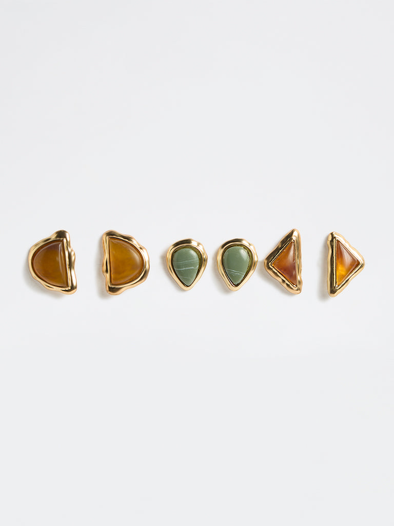 Westside Accessories Multicolour Resin Stud Earrings - Pack of 3